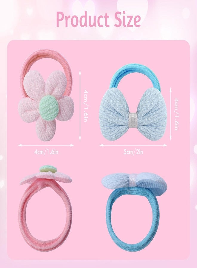 obeoby 24 Pcs Toddler Hair Ties for Girls Kid, Flower Bows Baby Hair Ties Bows for Thick Hair Candy Colors Valentines Day Gifts for Daughter - Image 2